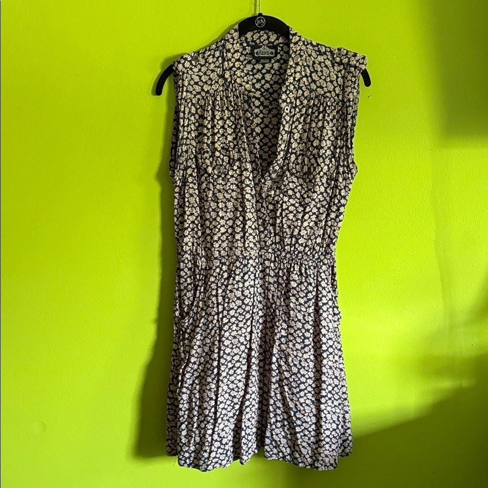 Angie Boho Blue Floral Short Sleeve Midi Dress Size L